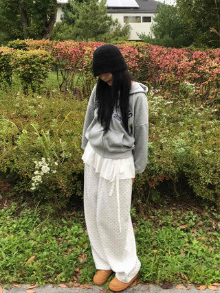 Modern Big Size Dot Loose Fit Long Pants