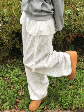 Modern Big Size Dot Loose Fit Long Pants