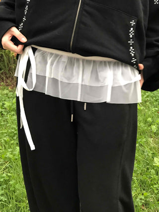 Muse Belted Plain Ruffle Mini Skirt