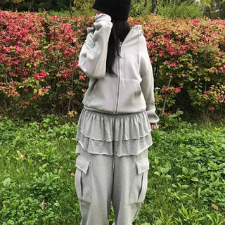 Fleece-lined Cargo Oversized Hammer Balloon Long Pants