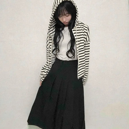 Minimal A-line Pleated Long Skirt