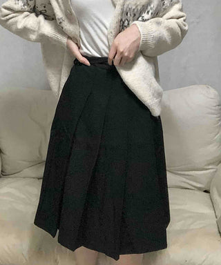 Basic Solid Pleated Midi Skirt
