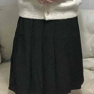 Basic Solid Pleated Midi Skirt