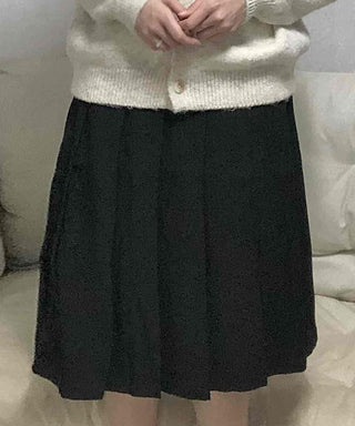 Basic Solid Pleated Midi Skirt