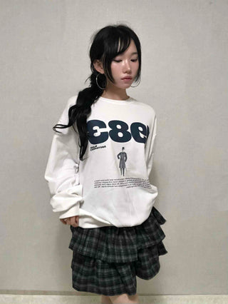 Natural Check Tiered Mini Skirt