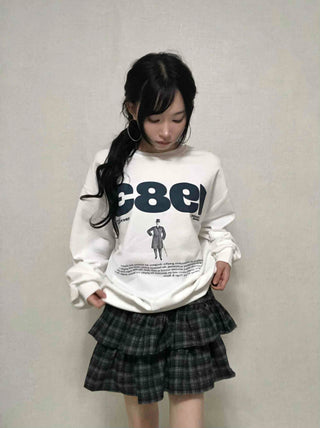 Natural Check Tiered Mini Skirt