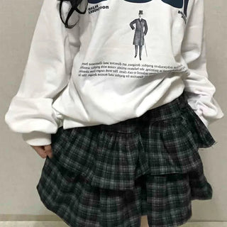 Natural Check Tiered Mini Skirt