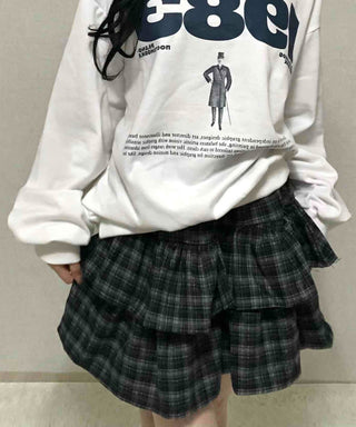 Natural Check Tiered Mini Skirt