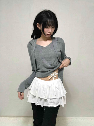 Shirred Layered Mini Skirt