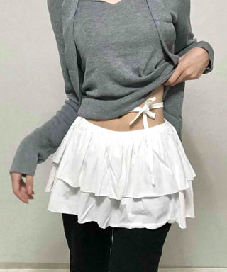 Shirred Layered Mini Skirt