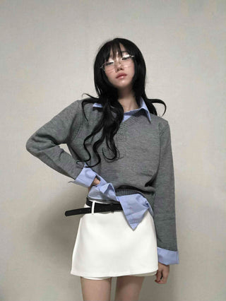 Simple Trendy Viscose H-Line Mini Skirt