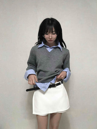 Simple Trendy Viscose H-Line Mini Skirt