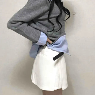 Simple Trendy Viscose H-Line Mini Skirt