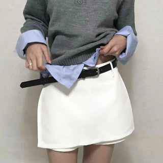 Simple Trendy Viscose H-Line Mini Skirt