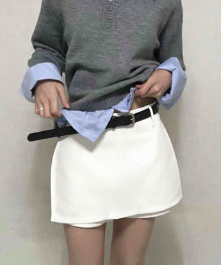 Simple Trendy Viscose H-Line Mini Skirt