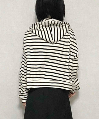 Basic Striped Two-Way Zip-Up Hoodie