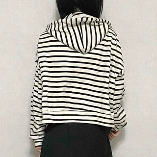 Basic Striped Two-Way Zip-Up Hoodie