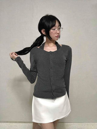 Striped Halterneck Layered Cardigan