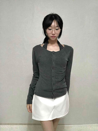 Striped Halterneck Layered Cardigan