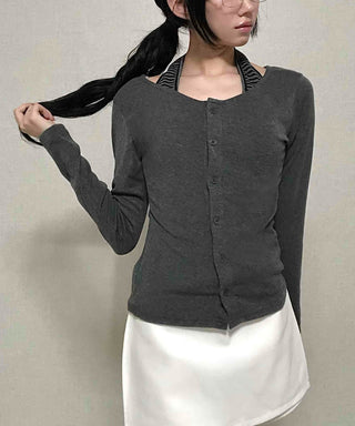 Striped Halterneck Layered Cardigan