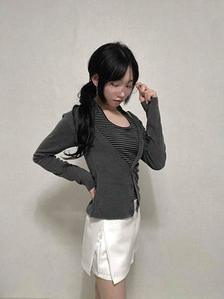 Striped Halterneck Layered Cardigan