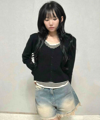 Striped Layered Cardigan T-shirt