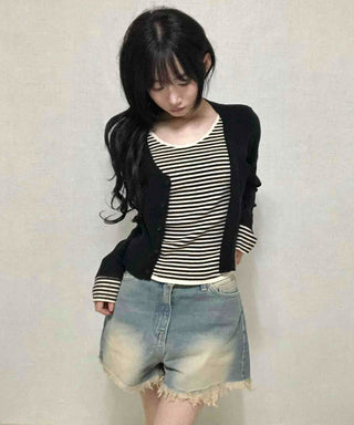 Striped Layered Cardigan T-shirt