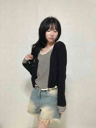 Striped Layered Cardigan T-shirt