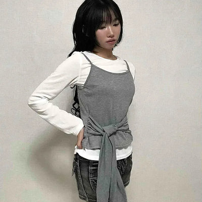 Natural Bustier Long Sleeve T-shirt