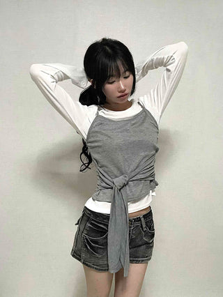 Natural Bustier Long Sleeve T-shirt