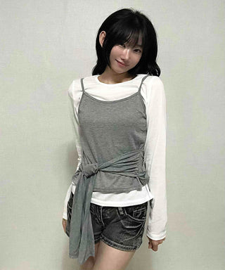 Natural Bustier Long Sleeve T-shirt