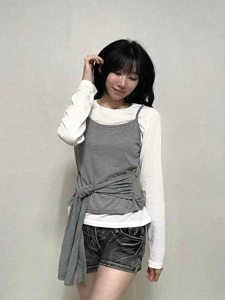 Natural Bustier Long Sleeve T-shirt