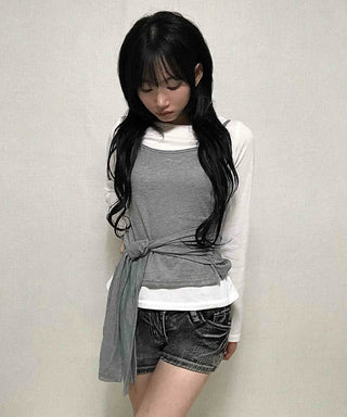 Natural Bustier Long Sleeve T-shirt