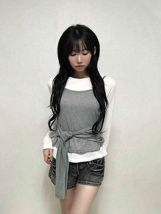Natural Bustier Long Sleeve T-shirt