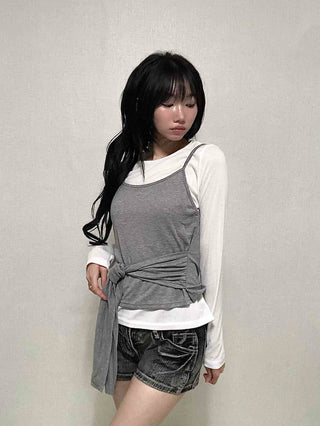 Natural Bustier Long Sleeve T-shirt