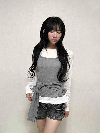 Natural Bustier Long Sleeve T-shirt