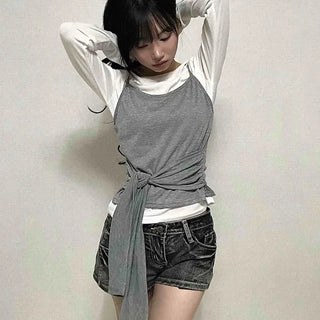 Natural Bustier Long Sleeve T-shirt