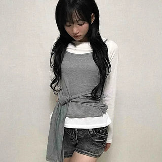 Natural Bustier Long Sleeve T-shirt