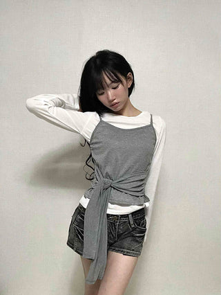 Natural Bustier Long Sleeve T-shirt