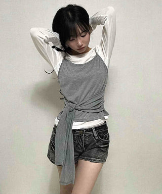 Natural Bustier Long Sleeve T-shirt