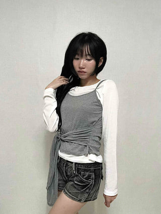Natural Bustier Long Sleeve T-shirt