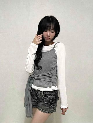 Natural Bustier Long Sleeve T-shirt