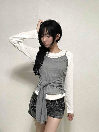 Natural Bustier Long Sleeve T-shirt