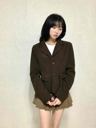 Minimal Corduroy Tailored Collar Jacket