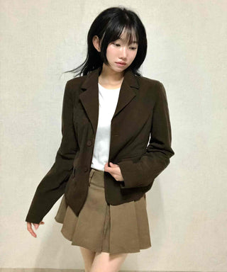 Minimal Corduroy Tailored Collar Jacket