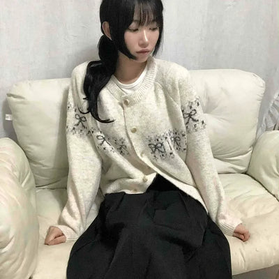 Ribbon Nordic Knit Cardigan