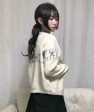 Ribbon Nordic Knit Cardigan