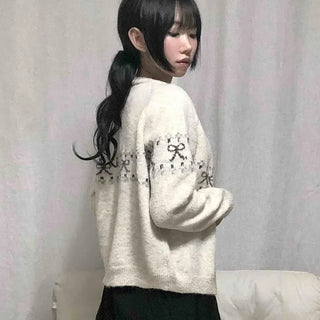 Ribbon Nordic Knit Cardigan