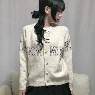 Ribbon Nordic Knit Cardigan