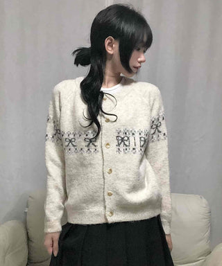 Ribbon Nordic Knit Cardigan